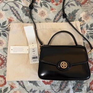 Tory Burch Black Crossbody Bag with Gold Accent magnetic clasp